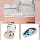 Nylon Fabric 3 PCS School Bags Set Water Proof Book Bag With Lunch Bag Pencil Case