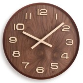 12/14 Inch Wall Clock Silent Wooden Modern Style Decor Clock for Home, Office, School, Kitchen, Bedroom, Living Room (Brown)