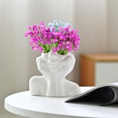 Nordic Creative Women's Face Body Flower Arrangement Art White Ceramic Vase Living Room Decor