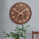12/14 Inch Wall Clock Silent Wooden Modern Style Decor Clock for Home, Office, School, Kitchen, Bedroom, Living Room (Brown)