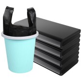 150pcs Thickened Black Large Kitchen Trash Bags, Handheld Vest Style, Bulk Wholesale Direct from Manufacturer, Starch-Based Material